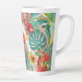 PixDezines Retro Hyper H2 Hawaii Bloemmotief Blad Latte Mok (Rechts)