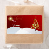 PixDezines Retro Kerstboom Ornamenten Etiket (Insitu)