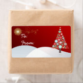 PixDezines Retro Kerstboom Ornamenten Etiket (Insitu)