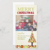 PixDezines Retro kerstsierbomen Feestdagenkaart (Voorkant / Achterkant)