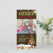 PixDezines Retro kerstsierbomen Feestdagenkaart (Staand voorkant)