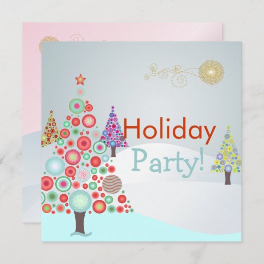 PixDezines Retro kerstsierbomen Kaart (Voorkant / Achterkant)