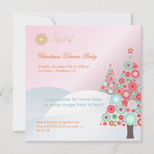 PixDezines Retro kerstsierbomen Kaart (Achterkant)