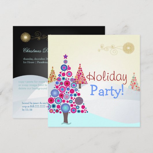 PixDezines Retro kerstsierbomen Kaart (Voorkant / Achterkant)