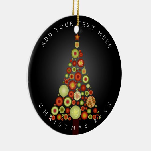 PixDezines Retro Kerstversieringen Boom Keramisch Ornament (Rechts)