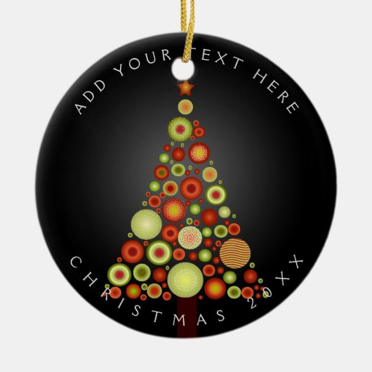 PixDezines Retro Kerstversieringen Boom Keramisch Ornament (Voorkant)