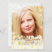 PixDezines Retro Madeliefjes Foto/Bar mitswa Kaart (Voorkant)