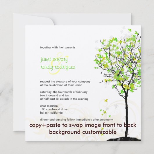 PixDezines retro maple bomen/green/yellow Kaart (Achterkant)