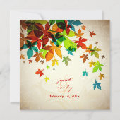 PixDezines Retro Maple Leaves/fall bruiloft Kaart (Voorkant)
