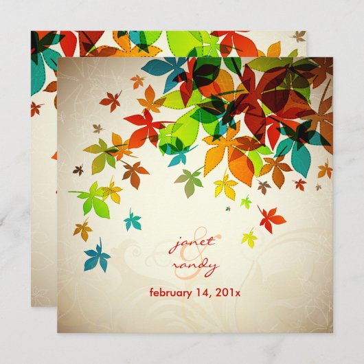 PixDezines Retro Maple Leaves/herfst events Kaart (Voorkant / Achterkant)