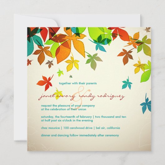 PixDezines Retro Maple Leaves/herfst events Kaart (Achterkant)