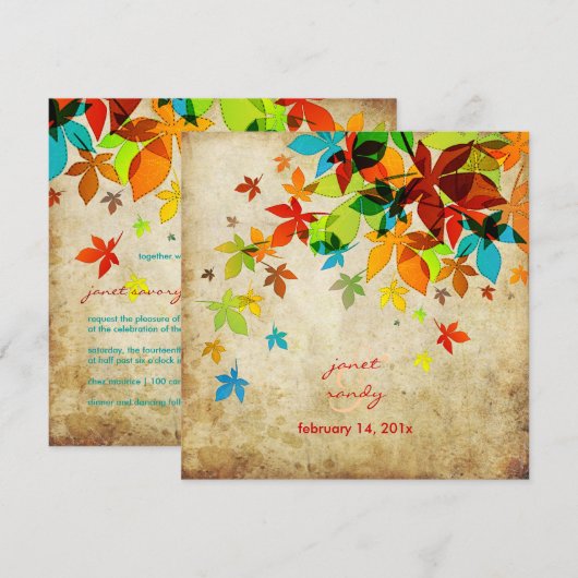 PixDezines Retro Maple Leaves/ Kaart (Voorkant / Achterkant)