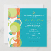 PixDezines retro Mod Bubbles, Bat Mitzvah/blauwgro Kaart (Achterkant)