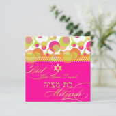 PixDezines retro Mod Bubbles, Bat Mitzvah Kaart (Staand voorkant)