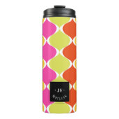 PixDezines Retro Mod Ogee, Groen Roze Sinaasappel Thermosbeker (Voorkant)