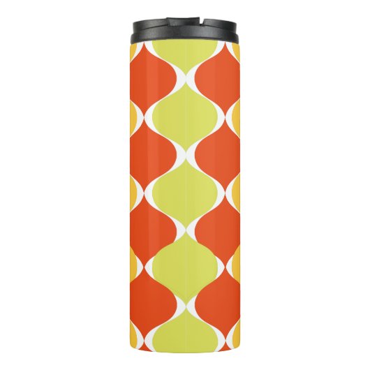 PixDezines Retro Mod Ogee, Groen Roze Sinaasappel Thermosbeker (Achterkant)