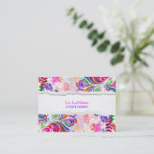 PixDezines Retro Neon Swirls Visitekaartje (Staand voorkant)