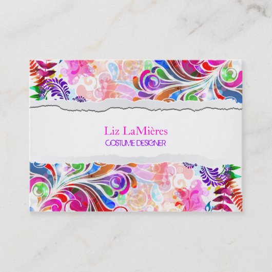 PixDezines Retro Neon Swirls Visitekaartje (Voorkant)