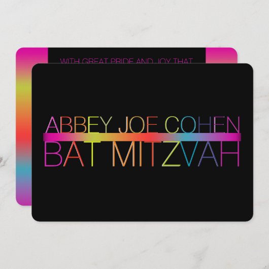 PixDezines retro neons/typografie/bat mitzvah Kaart (Voorkant / Achterkant)