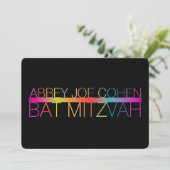 PixDezines retro neons/typografie/bat mitzvah Kaart (Staand voorkant)