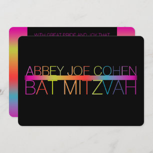 PixDezines retro neons/typografie/bat mitzvah Kaart