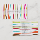 PixDezines retro/organische strepen Visitekaartje (Voorkant / Achterkant)