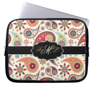PixDezines Retro Paisley/DIY achtergrondkleur Laptop Sleeve