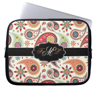 PixDezines Retro Paisley/DIY achtergrondkleur Laptop Sleeve
