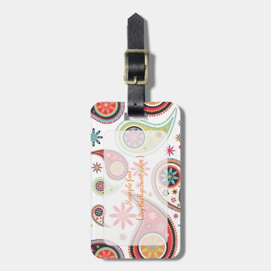 PixDezines retro paisley/diy background Bagagelabel (Voorkant verticaal)