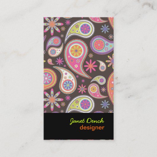 PixDezines Retro Paisley in pastel Visitekaartje (Voorkant)