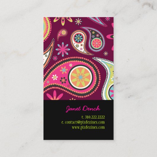 PixDezines Retro Paisley Visitekaartje (Achterkant)