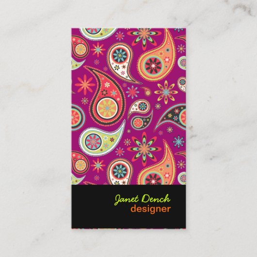PixDezines Retro Paisley Visitekaartje (Voorkant)