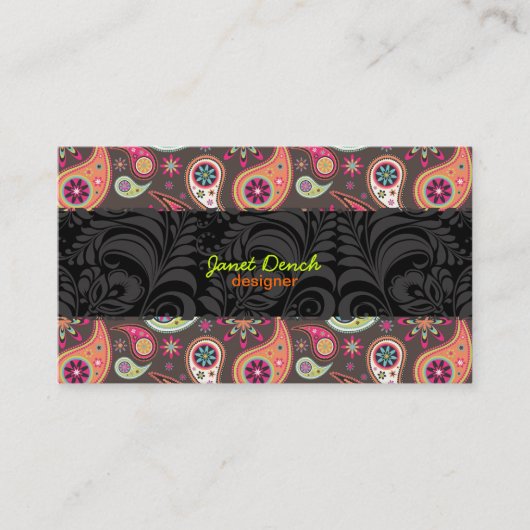 PixDezines Retro Paisley Visitekaartje (Voorkant)