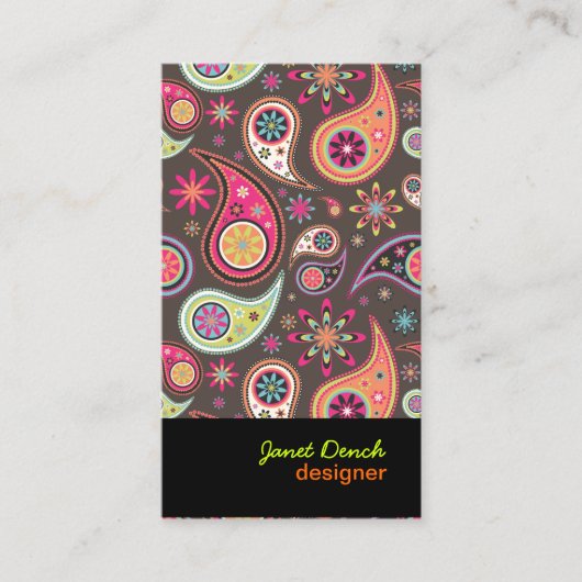 PixDezines Retro Paisley Visitekaartje (Voorkant)