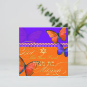 PixDezines retro Papillon, Bat Mitzvah Kaart (Staand voorkant)