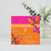 PixDezines retro Papillon, Bat Mitzvah Kaart (Staand voorkant)