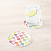 PixDezines Retro Polka Dots/DIY achtergrondkleur! Zandsteen Onderzetter (Zijkant)