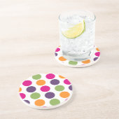 PixDezines Retro Polka Dots/DIY achtergrondkleur! Zandsteen Onderzetter (Zijkant)