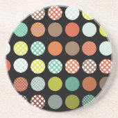 PixDezines Retro Polka Dots/DIY achtergrondkleur! Zandsteen Onderzetter (Voorkant)