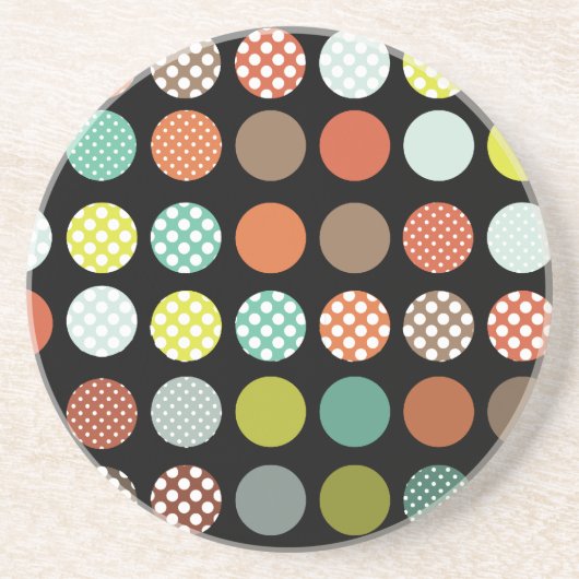 PixDezines Retro Polka Dots/DIY achtergrondkleur! Zandsteen Onderzetter (Voorkant)