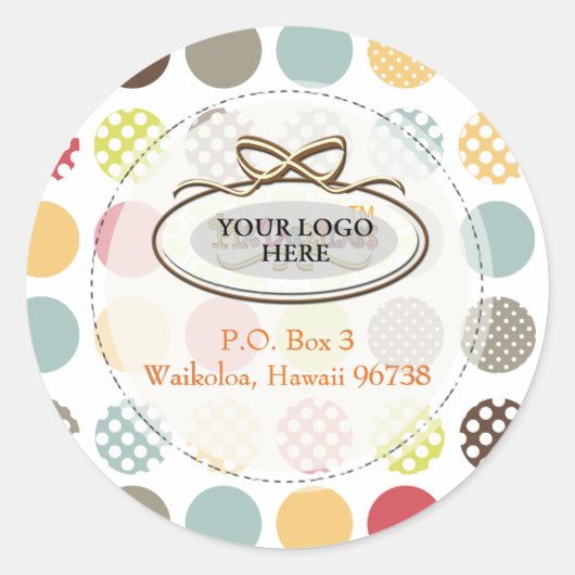 PixDezines retro polka stippen/doe-het-zelf achter Ronde Sticker (Voorkant)