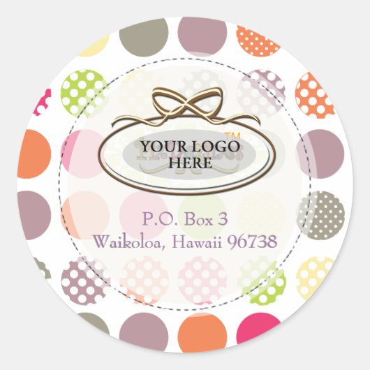 PixDezines retro polka stippen/doe-het-zelf achter Ronde Sticker (Voorkant)