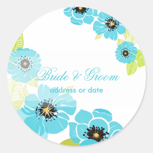 PixDezines Retro Poppies  Damask Ronde Sticker (Voorkant)