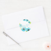 PixDezines Retro Poppies  Damask Ronde Sticker (Envelop)