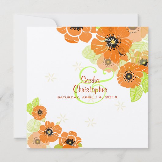 PixDezines Retro Poppies Wedding Invitations Kaart (Voorkant)