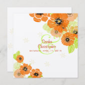 PixDezines Retro Poppies Wedding Invitations Kaart (Voorkant / Achterkant)