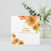 PixDezines Retro Poppies Wedding Invitations Kaart (Staand voorkant)
