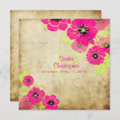 PixDezines Retro Poppies Wedding Invitations Kaart (Voorkant / Achterkant)