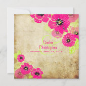 PixDezines Retro Poppies Wedding Invitations Kaart (Voorkant)