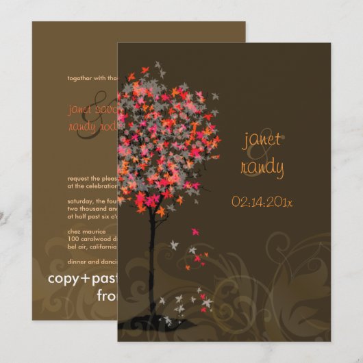 PixDezines retro roze aple bomen Kaart (Voorkant / Achterkant)